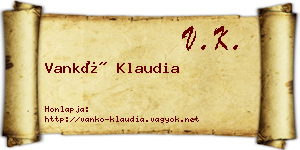 Vankó Klaudia névjegykártya
